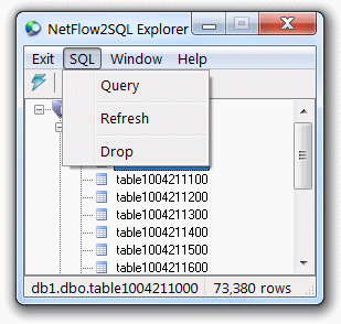 NetFlow2SQL Explorer - SQL Menu