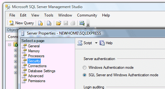 Microsoft SQL Server Management Studio - Security