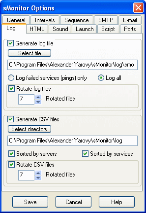 Options Menu - Logging