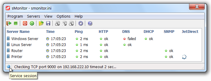 Server uptime monitor screenshot