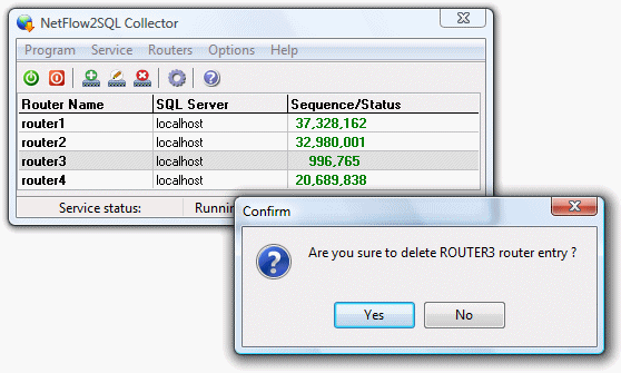 NetFlow2SQL Collector - Delete router